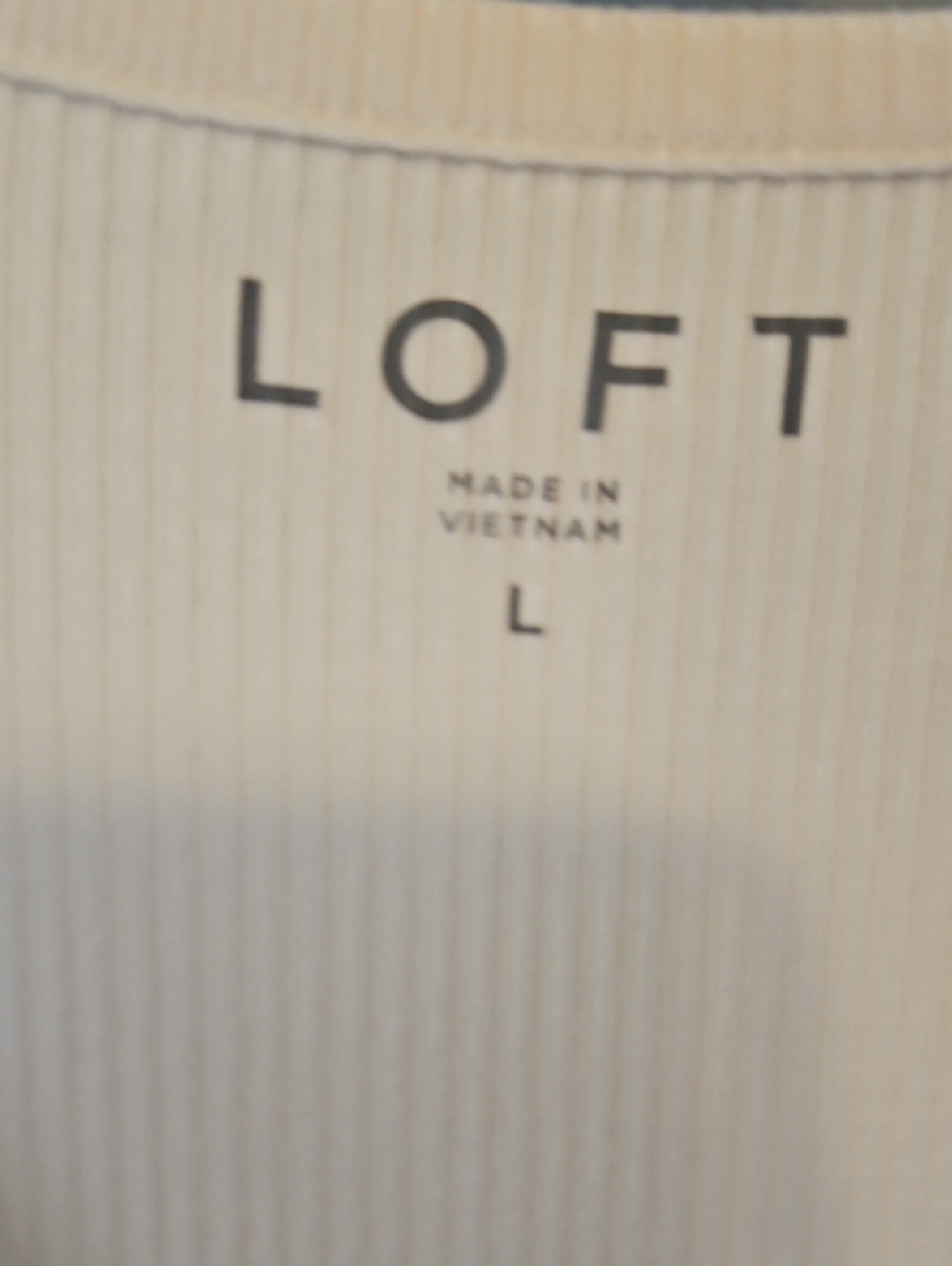 LOFT Cream Ribbed Knit Top
